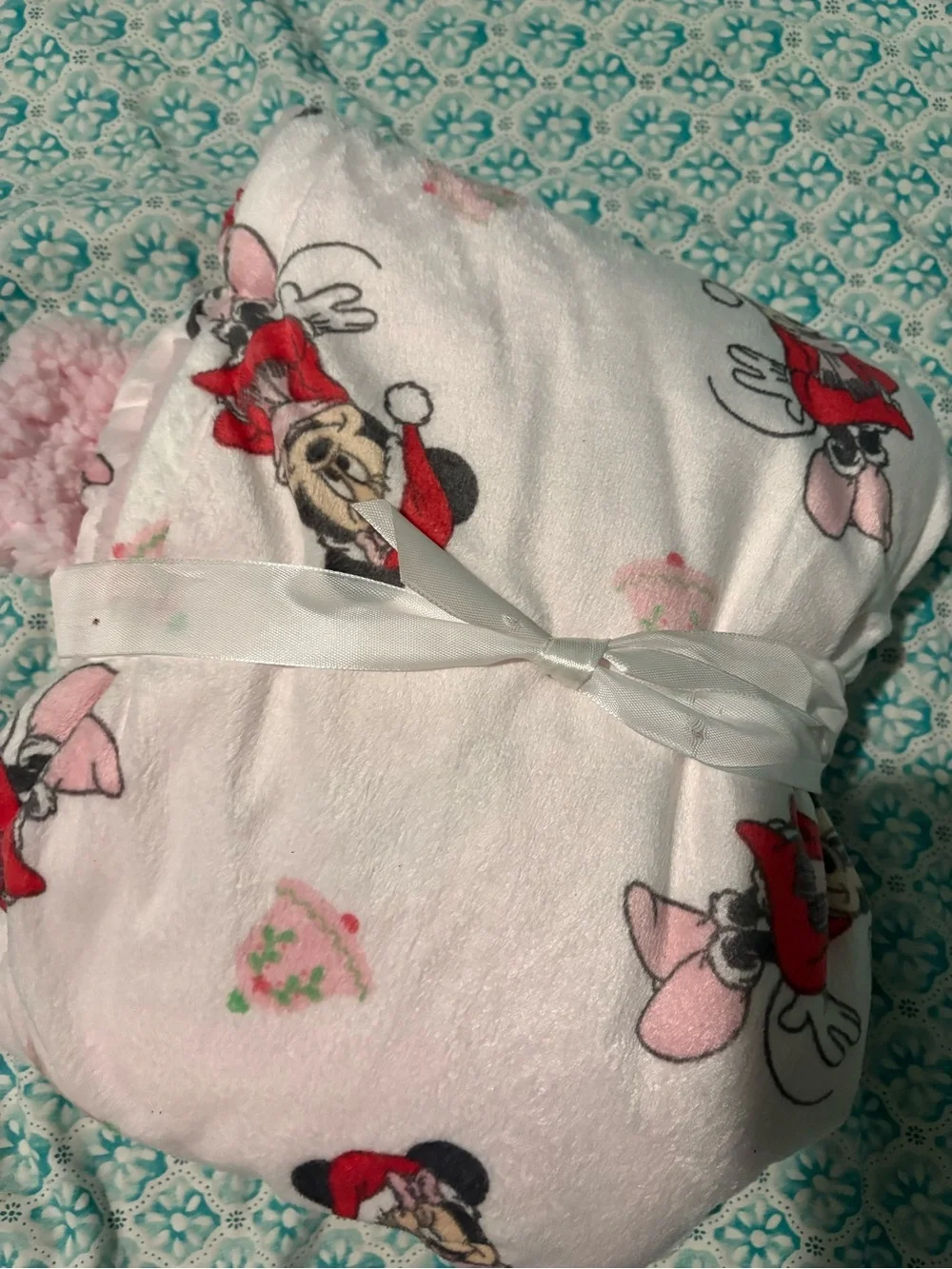 Disney Baby Pink Minnie Mouse Plush Blanket with Ribbon
